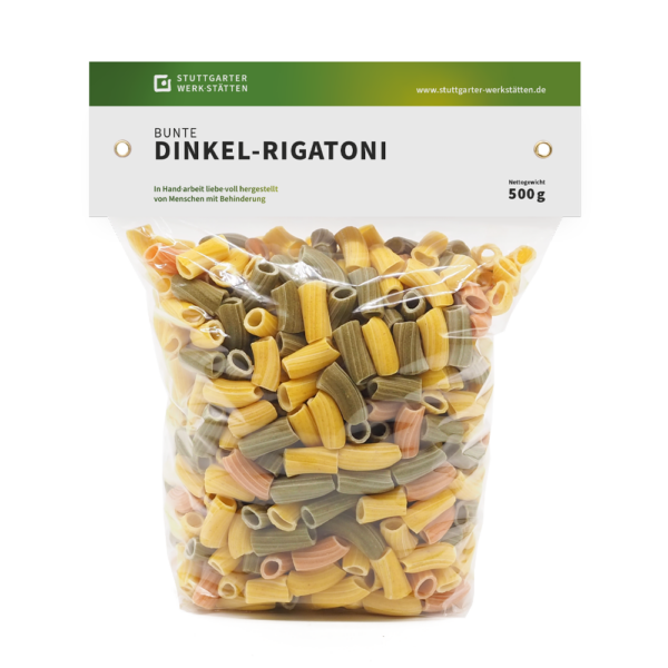 Dinkel-Rigatoni bunt